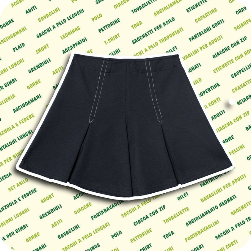 Gonna a pantalone in felpa leggera con pieghe davanti